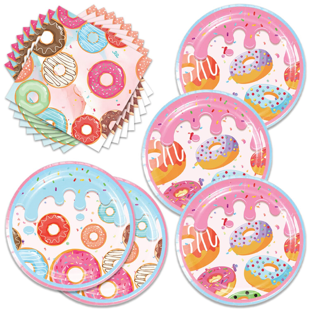 40pcs Donut Time Th   me de f   te serviettes et assiettes Donut Donut Time Fournitures D   CORATIONS ANNIVERSAIRES POUR GILE