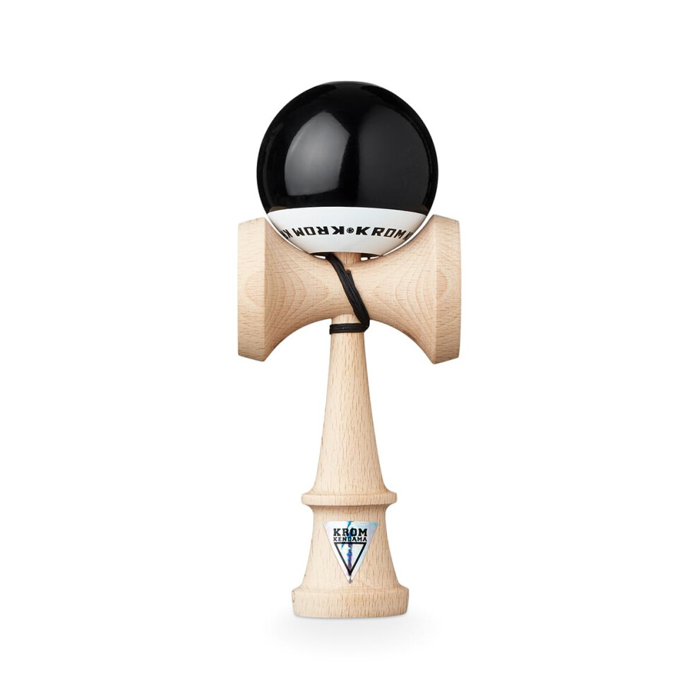 Krom - Kendama Toy Pop Lol - High Wood Quality - Extra Strong - For Beginner And Pro - Gift Pack : Extra String + Stickers Black