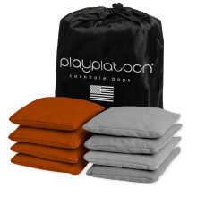 Spela Platoon vderbestndiga Cornhole-psar - Set med 8 Reglering Corn Hole Bean Bags - Burnt Orange & Grey - Slitstark Duck Duck Corn Hole Bag