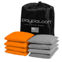 Spela Platoon vderbestndiga Cornhole-psar - Set med 8 Reglerstorlek - Orange & Gr - Slitstark andduk fr att kasta spelet inkluderar tygpse