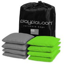 Spela Platoon vderbestndiga Cornhole-psar - Set med 8 Reglering Corn Hole Bean Bags - Limegrn & Gr - Slitstark Anktyg Majshlsvska fr att