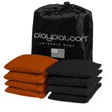 Spela Platoon vderbestndiga Cornhole-psar - Set med 8 Reglering Corn Hole Bean Bags - Burnt Orange & Black - Slitstark Duck Cloth Corn Hole Ba