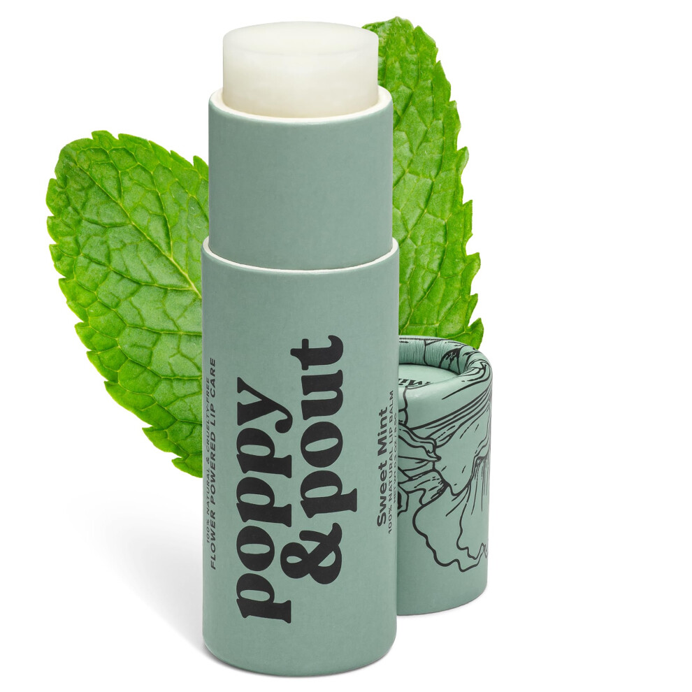 Poppy & Pout Sweet Mint A Jumbo Lip Balm | All Natural Lip Balms & Moisturizers | Hydrates With Beeswax Vitamin E Organic Coconut Oil | Cruelty-Free