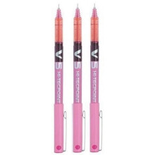 Pilot BX V5 Pink Hi-Tecpoint Extra Fine Rollerball Pen 0.5mm Nib Tip 0.3mm Line Width (Pack of 3)
