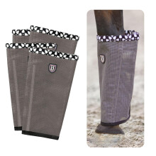 Botas de malha fina CareMaster com ajuste solto e leggings antiderrapantes para mosca de cavalo de l com fluxo de ar (conjunto de 4) pnei cinza