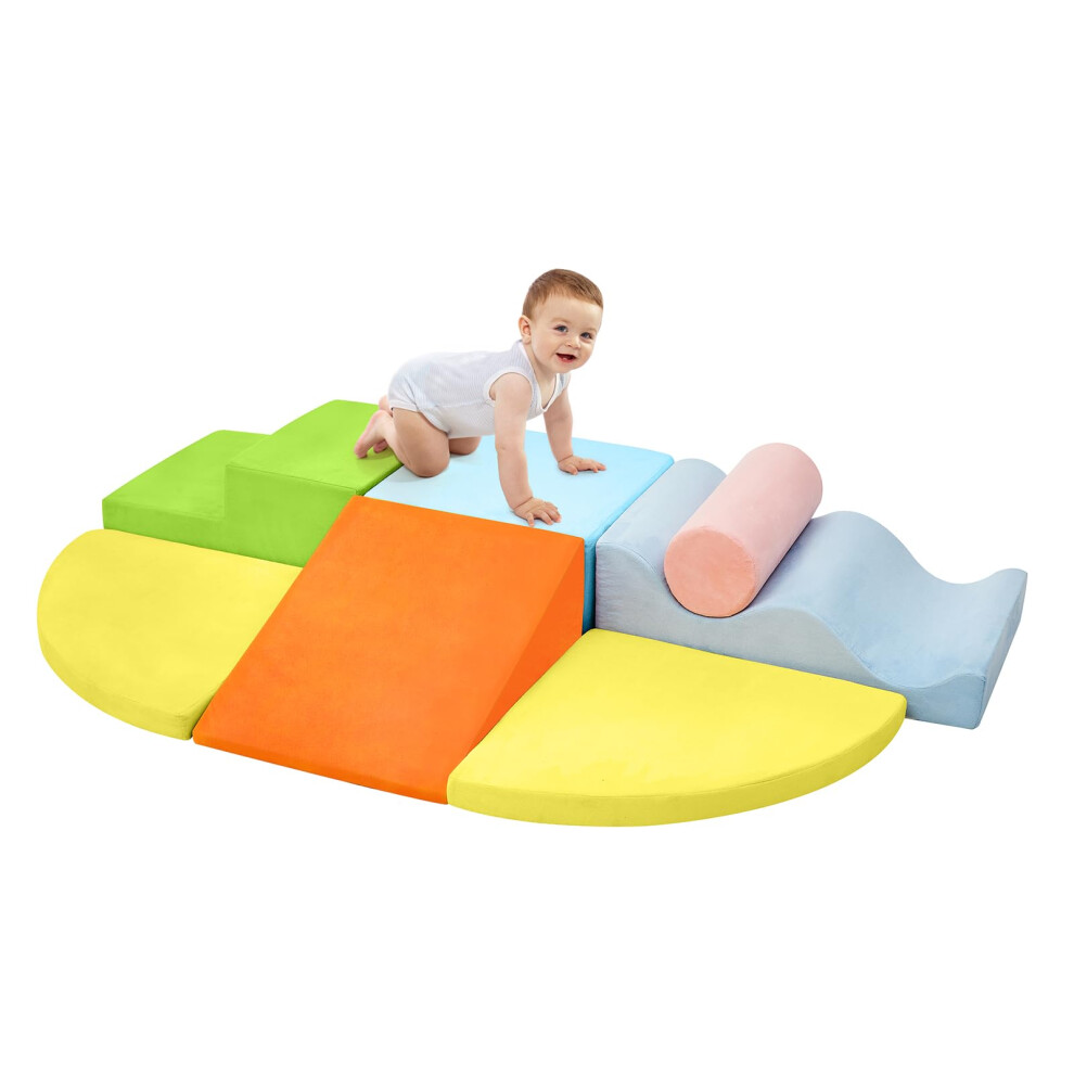 QUCHI Climbing Toys for Toddlers Toddler Climbing Toys Indoor 7-Piece Soft Foam Climbing Blocks Set Toddler Playtime Corner Climber Indoor Foam Pla
