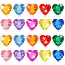 Niceup 30pcs Heart Gemstones Diamond Diving Pool Toys 1.57in Small Crystal Acrylic 3D Gems Heart Shape Gemstones for Mermaid Treasure Hunt Party Favor