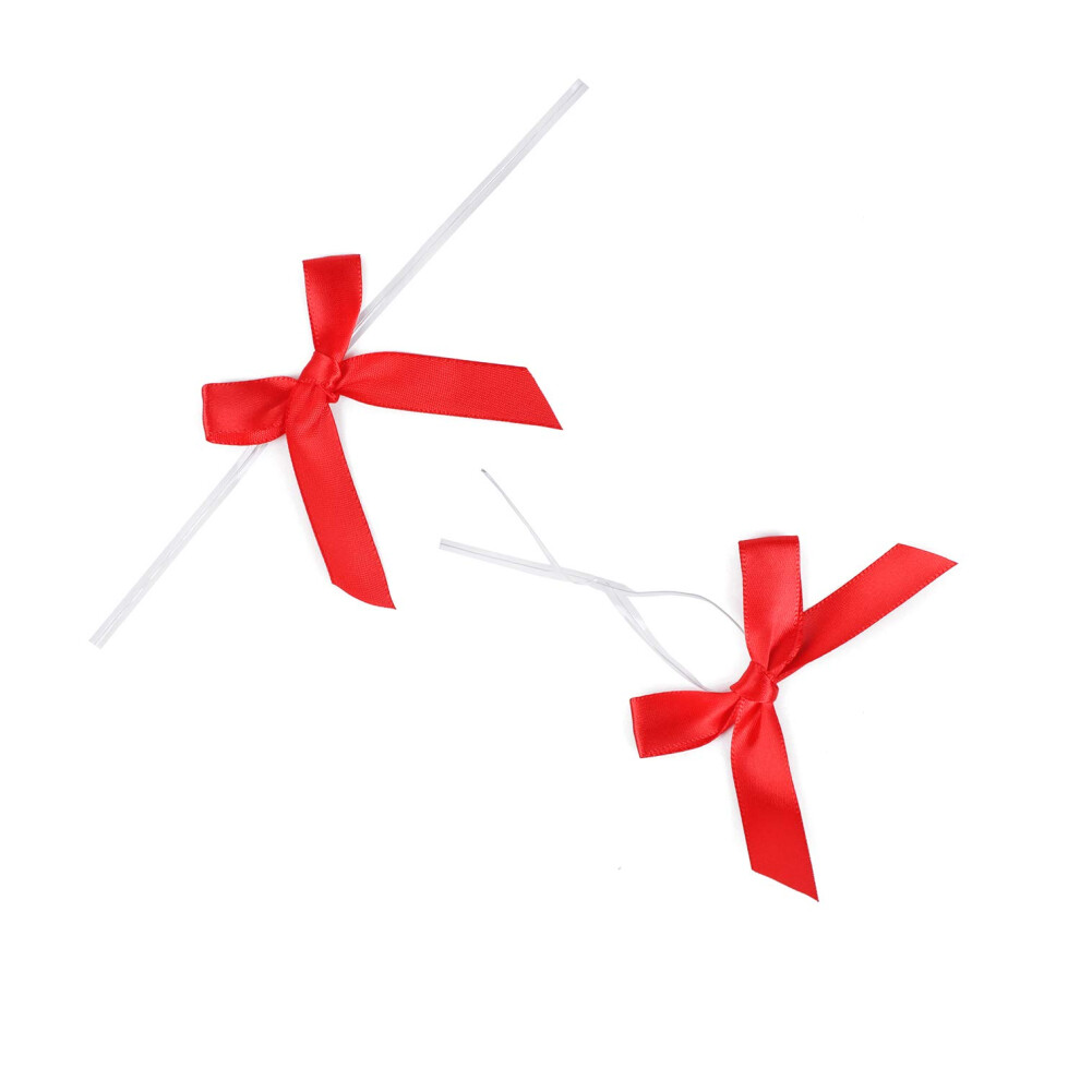 100Er-Pack Rote Schleifen Aus Satinband Zum Binden Von Leckereien Und Geschenktten, Sigkeitentten Und Paketdekorationsbndern, Schleifenknote-image
