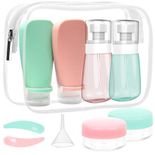 RELANOR Pack of 9 Travel Bottle Set - TSA Approved Leakproof Toiletry Kit - Perfect For Travel Toners Skincare and Cosmetics