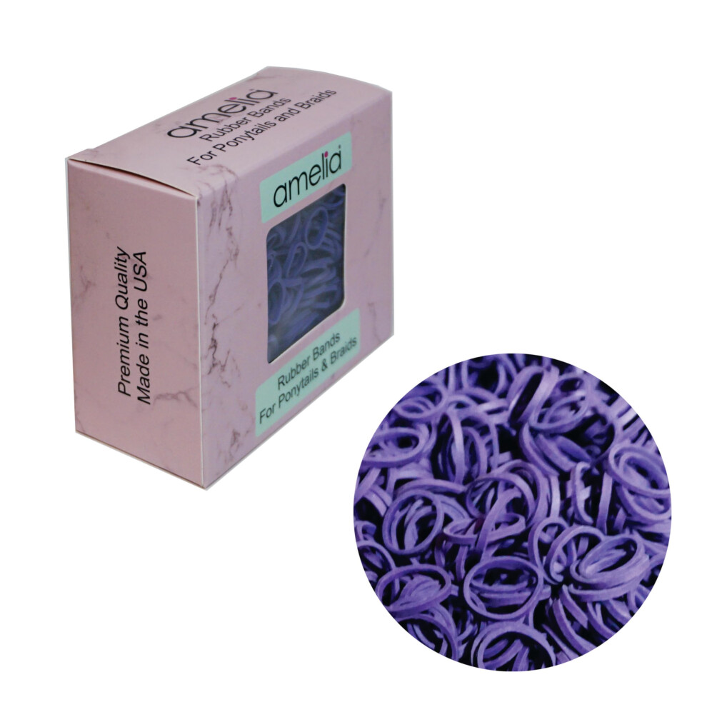 Amelia Beauty Produc 500 Count Purple Rubber Bands In Re-Closable Container For Ponytails And Braids