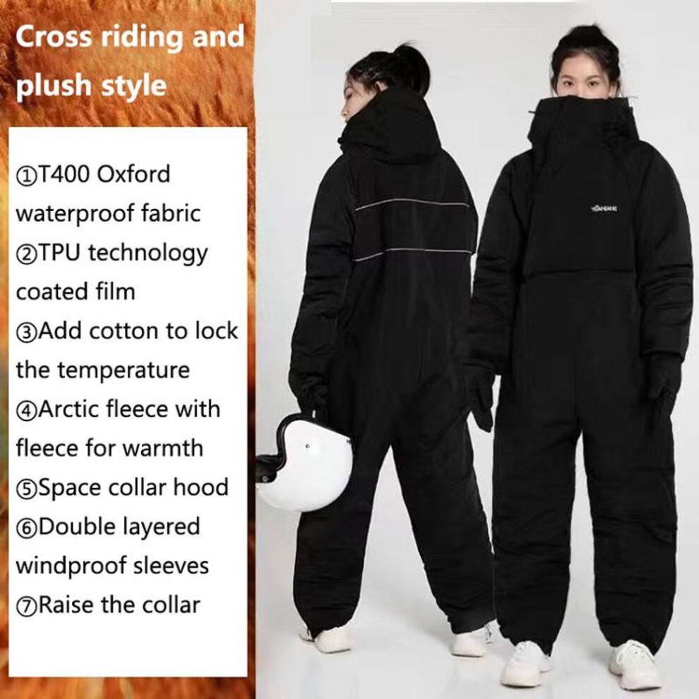 (black, XXXL) Motorcycle Jumpsuit And Jacket Winter Cold Proof Clothing Antifreeze Clothing Thick Military Cotton Coat Outdoor Fishing Suit