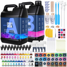 Resina epossidica 2 galloni - kit di resina epossidica trasparente con 24 pigmenti e 24 colori di polveri di mica - Nessun ingialuni da resina a boll