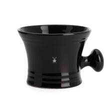 MHLE Black Porcelain Platinum Rim Shaving Mug - Shave Dish Accessory for Soaps and Creams Modern Black Design