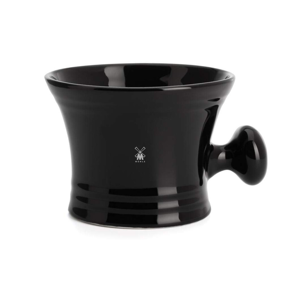 Mhle Black Porcelain Platinum Rim Shaving Mug - Shave Dish Accessory For Soaps And Creams Modern Design