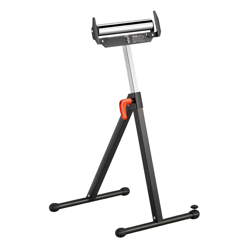 VEVOR Roller Stand  250 lb Load Capacity  27 in-43 in Adjustable Height  Folding Heavy Duty with Edge Guides & 11.5 in Polished Steel Roller Head  for