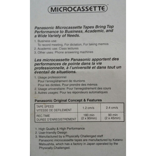 Panasonic Panasonic RT-906MC Microcassette.6-Pack. 90min capaciteit voor elke tape. 2