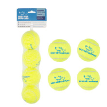 Best Pet Supplies Squeaky Tennis Toys for Dogs 4-Pack Heavy-Duty Interactive Pet Toys for Throwing and Fetching Supports Exercise and Natural