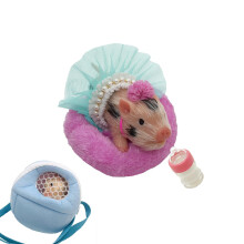 VOLOBE Silicone Piglet with Blue Portable Carrier Bag  5 Inches Realistic Piglet with Sleeping Pad Accessories for Kids Boy Girl Christmas Birthd