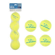 Best Pet Supplies Squeaky Tennis Toys for Dogs 4-Pack Heavy-Duty Interactive Pet Toys for Throwing and Fetching Supports Exercise and Natural