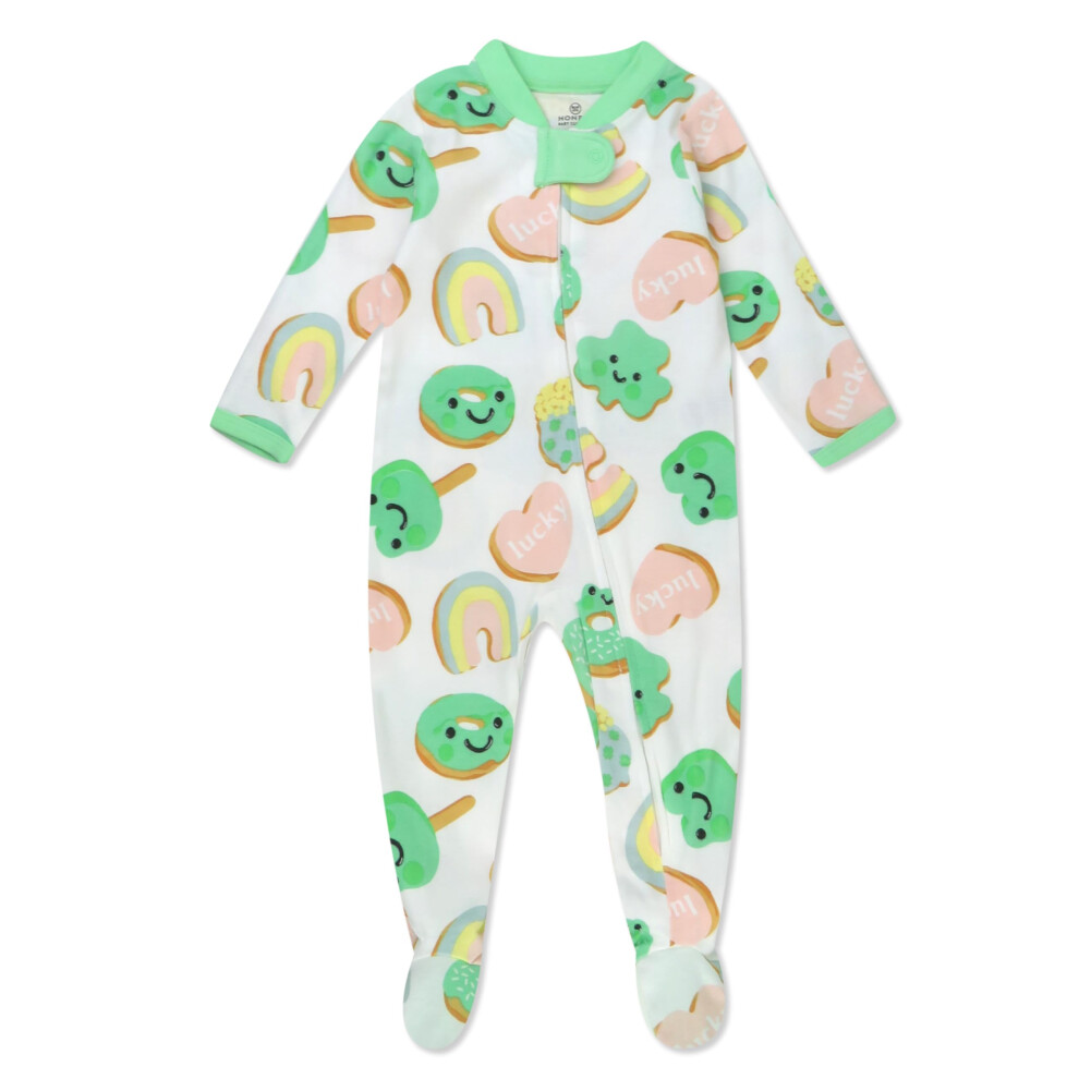 HonestBaby Baby Celebration Sleep & Play Footed One-Piece Pajama Sleeper 100% Organic Cotton Shamrock Sweetness