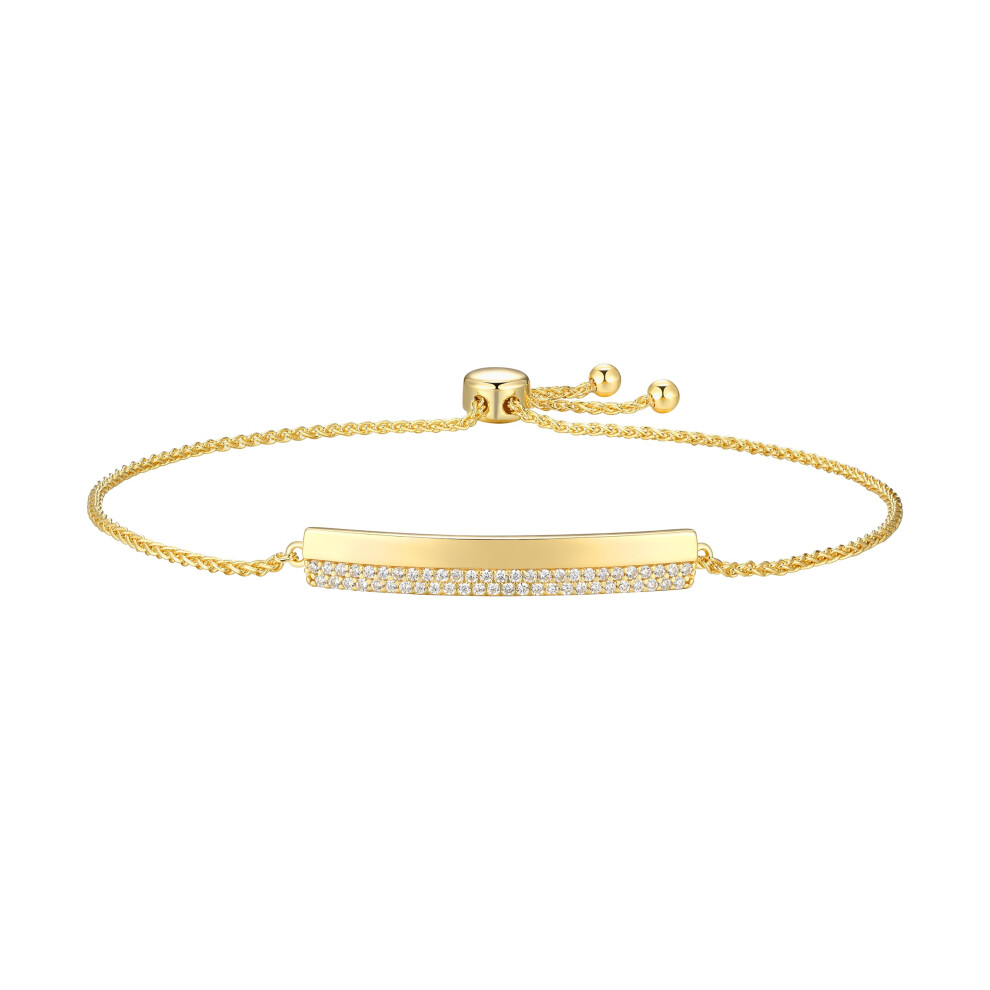 Amazon Essentials Cubic Zirconia Bolo Bar Bracelet in 18k Gold Plated Sterling Silver  Yellow  8