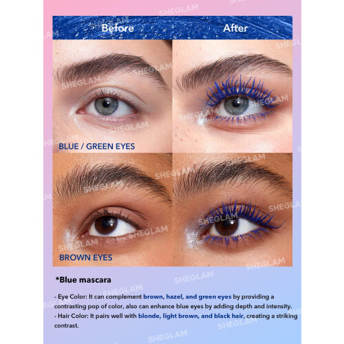 SHEGLAM Mascara tutto in uno volume e lunghezza-Impermeabile-Blu 1
