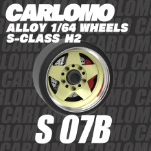 Carlomo 1/64 Scale S-Class Alloy Wheels Rubber Tires with Axles Detail Up Kits (4pcs/1 Kit) Modified Parts for 1:64 Diecast Model Cars (S07-B)