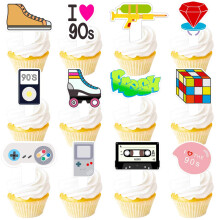 24 stk. 90'er Cupcake Topper 1990'er retro tema dekoration 90'er ?rti Throwback Party Decorations Supplies