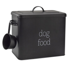 Auldhome Design Retro Retro Dog Food Canister (negro); Bin de almacenamiento de estilo de granja moderno para alimentos para mascotas