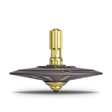 Plexity Labs UFO-toppe - Shag Harbor - Metal-snurretop - Inspireret af 1967 Shag Harbor Nova Scotia UFO-h?ndelsen - Titanium-UFO med Solar Yellow