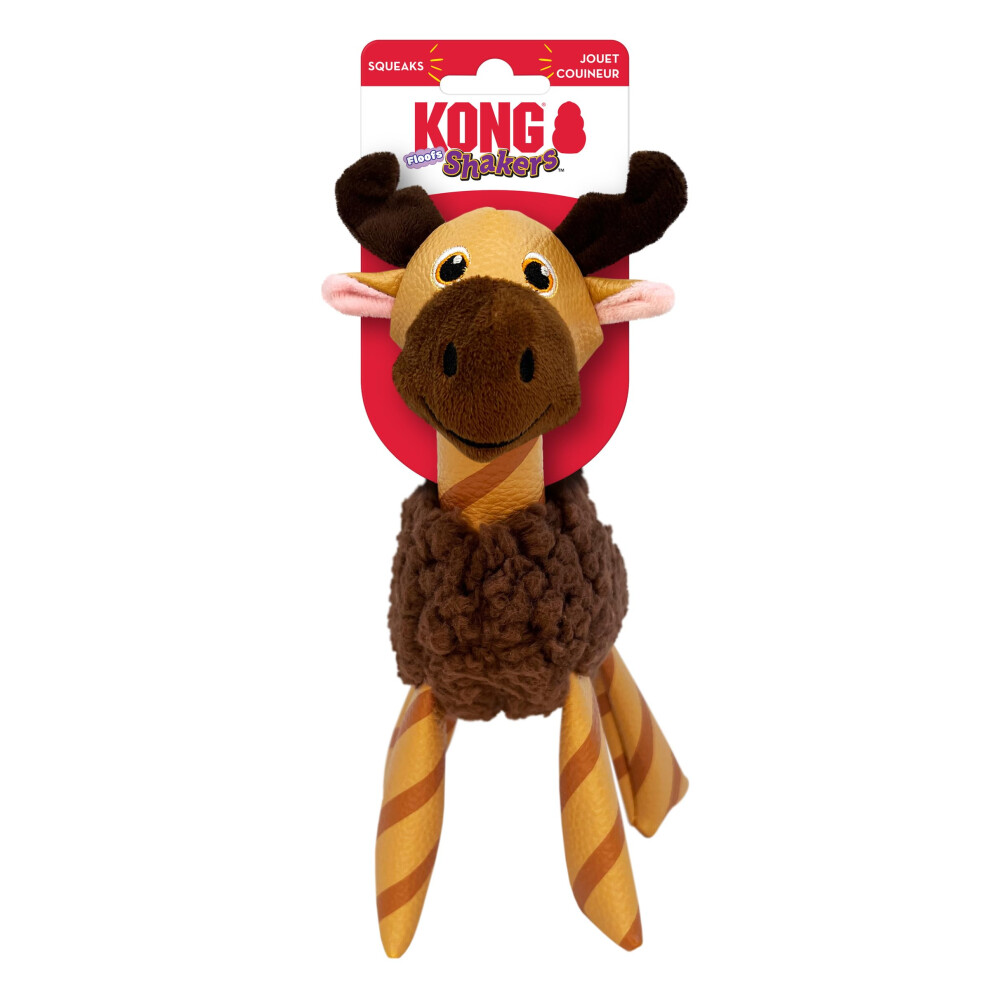 KONG Floofs Shakers - Fluffy Fleece with Squeaker and Faux Leather Legs - Dog Toy (Moose  X-Small/Small)