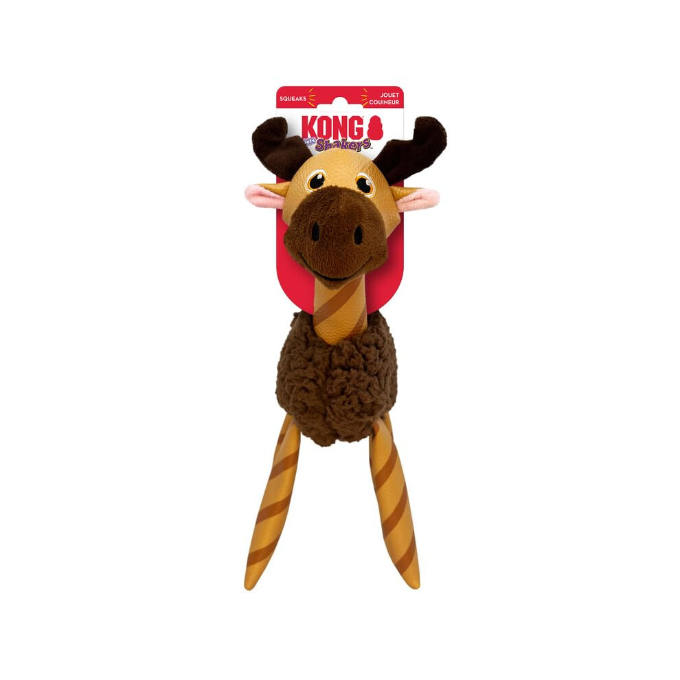 KONG Floofs Shakers - Fluffy Fleece with Squeaker and Faux Leather Legs - Dog Toy (Moose  Medium)