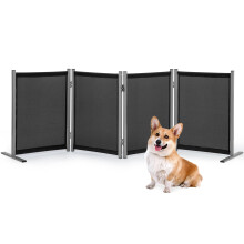 Rantila 4 pannello Cance per cani pieghevole interno Canta per cani autoportanti per corridoi o porte per cagnolini- 68 x 24 pollici Black Need Assem