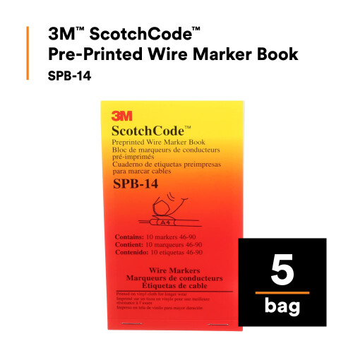 3M 3M Pre-Printed Wire Marker Book SPB-14 sort print p hvid baggrund 1