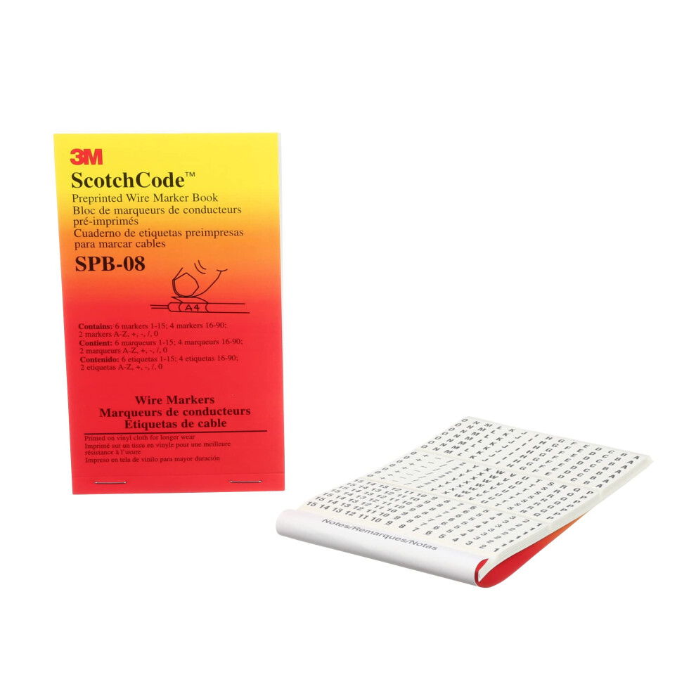 Ksiazka Do Oznacznikw Przewodw Z Nadrukiem 3M Scotchcode SPB-08, Czarny Nadruk Na Bialym Tle Podkresla Znaki-image