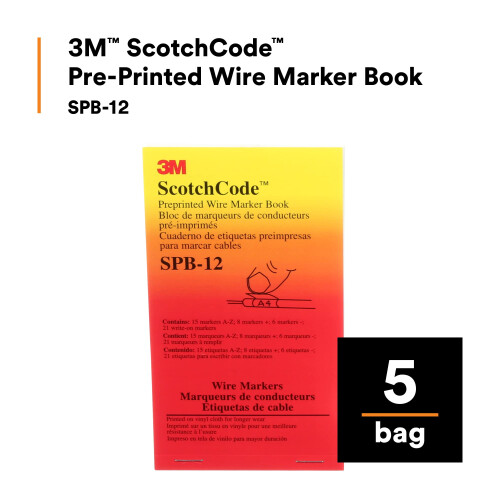 3M 3M Pre-Printed Wire Marker Book SPB-12 sort print p hvid baggrund 1
