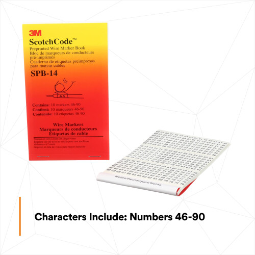 3M 3M Pre-Printed Wire Marker Book SPB-14 sort print p hvid baggrund 2
