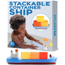 SplashEZ Boat Bath Toy for Kids | Mold Free Floating Toddler Bath Toys With No Hole for Water | Boat Ship Containers Ideal Size for Little Hands