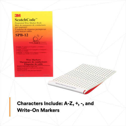 3M 3M Pre-Printed Wire Marker Book SPB-12 sort print p hvid baggrund 2