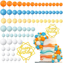 75PCS Cake Decorations Balls Colorful Cake Topper in Pearl Orange Blue for Wedding Birthday Party Bubble Balls DIY Decoration