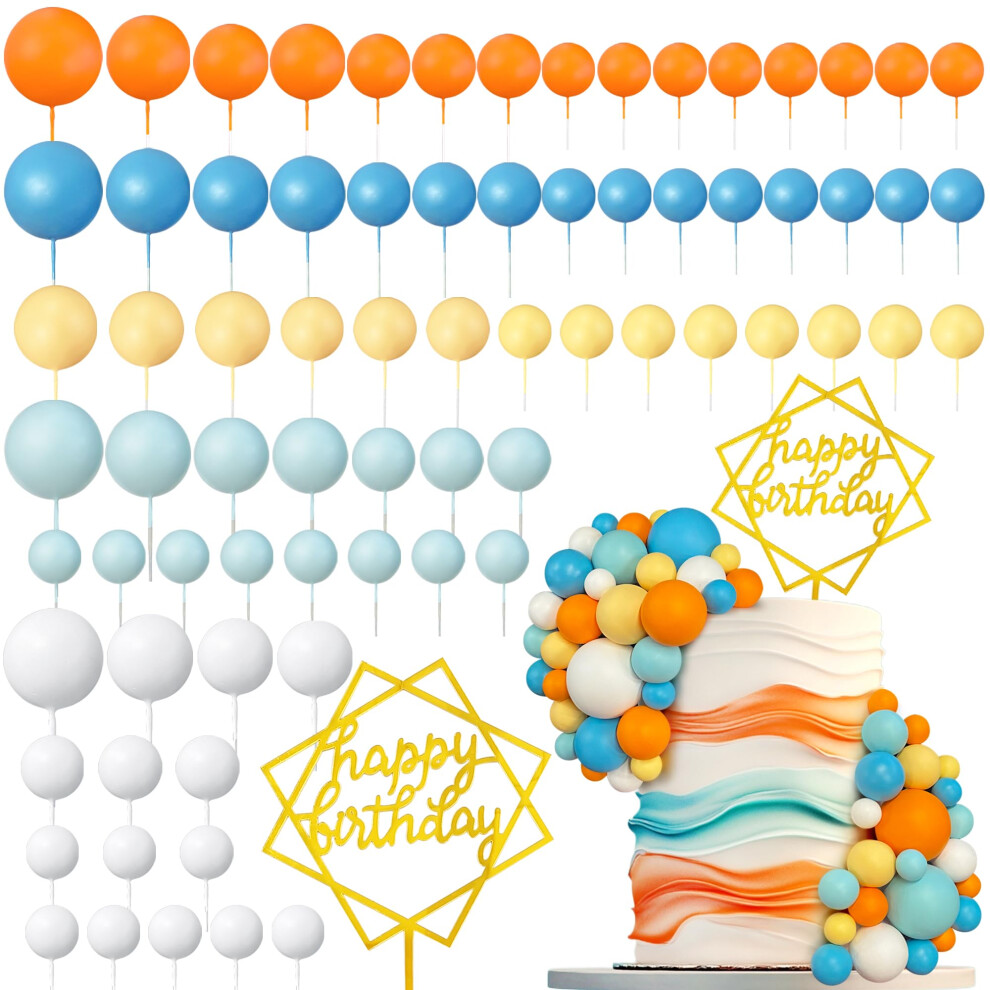 75 Stck Kuchendekorationsblle, Bunte Kuchendekoration In Perlen-Orange-Blau Fr Hochzeit, Geburtstagsparty, Seifenblasenblle, Diy-Dekoration-image