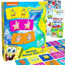 Nickelodeon SpongeBob Memory Game - Educational Toy Bundle with Memory Matching Game  Stickers & Door Hanger
