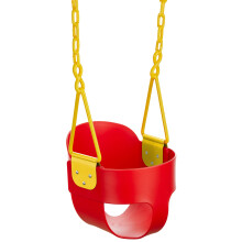 Deluxe-Kleinkindschaukel mit hoher Rckenlehne und vollem Eimer, exklusivem Ketten- und Dreieck-Einklemmschutz und Karabinern fr einfache Installati