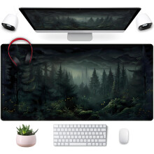 Schattige Donkere Gloomy Forest Desk Mat, Gothic XXL Gaming Muismat, Antislip Rubber Basis