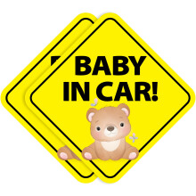 Stickios Baby on Board-klisterm?rker - Aftagelige, ikke-magnetiske malingssikre skilte til biler og vinduer - Fremstillet i USA - Babybj?rn (2 vi