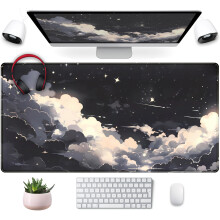 Zwarte Anime Cloud Bureau Mat XXL Groot Gaming Muismat Laptop Mat