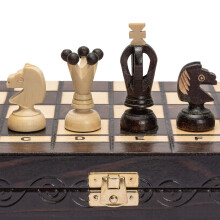 Husaria European International Chess Wooden Game Set King's Continental - 13.8 Inches Medium Size Chess Set with Handcrafted Chessmen and Felted
