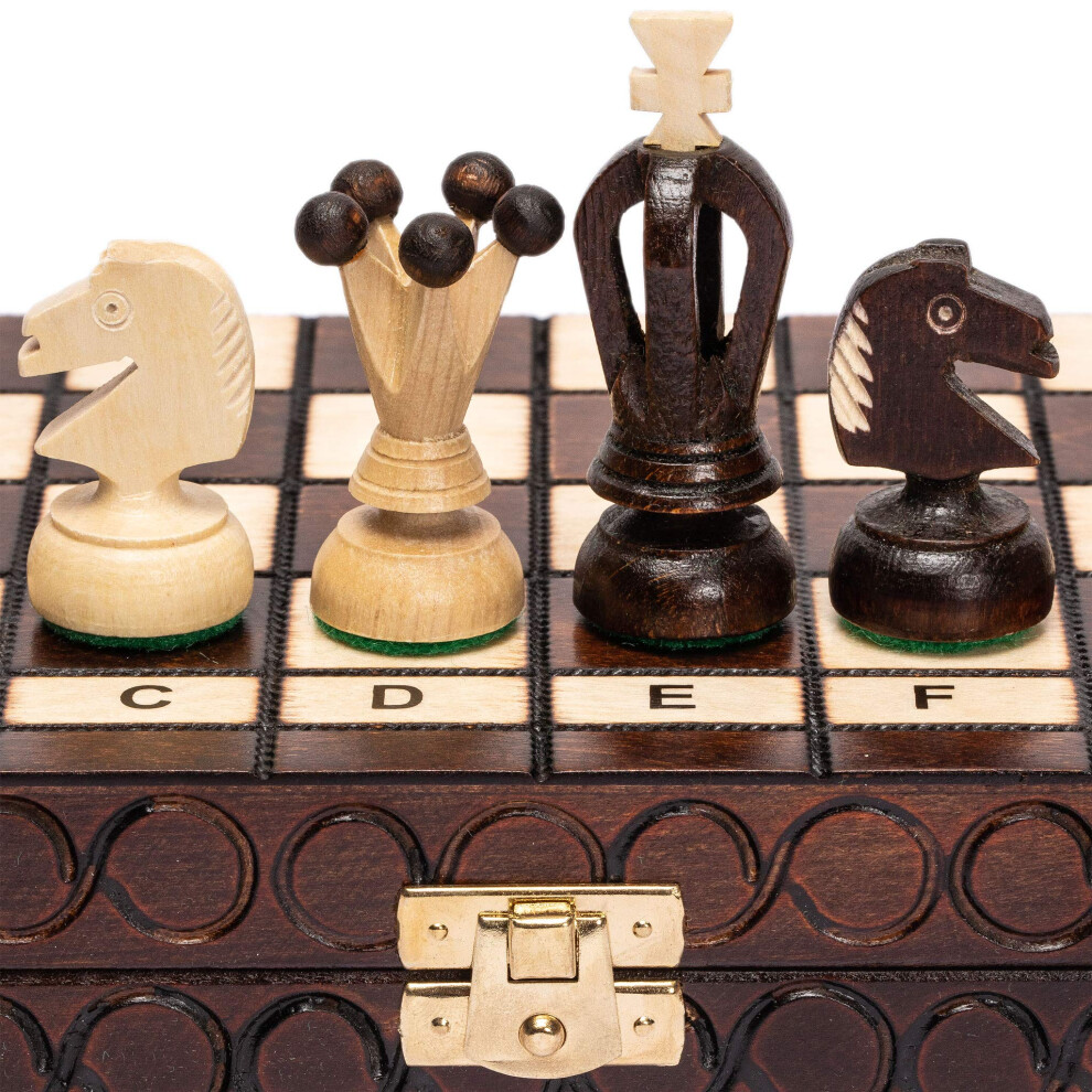Husaria European International Chess Wooden Game Set  King's Classic - 11.3-Inch Small Size Chess Set with Folding Board and Felt Bottom Chessmen-image-OPC-PHFP6YC-NEW