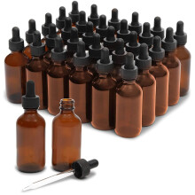 Juvale 30-pack 2 oz brnstensfrgade glasflaskor med droppflaska och 6 trattar fr eteriska oljor Reseparfymer Vtskor Hr- och kroppsoljor (36 s