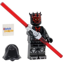 LEGO Star Wars: Darth Maul minifiguur met metallic zilveren pantserkapcape en dubbel lichtzwaard